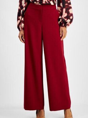 $99 Tahari ASL Women's Wide-Leg Mid-Rise Pants Mulberry Size 6